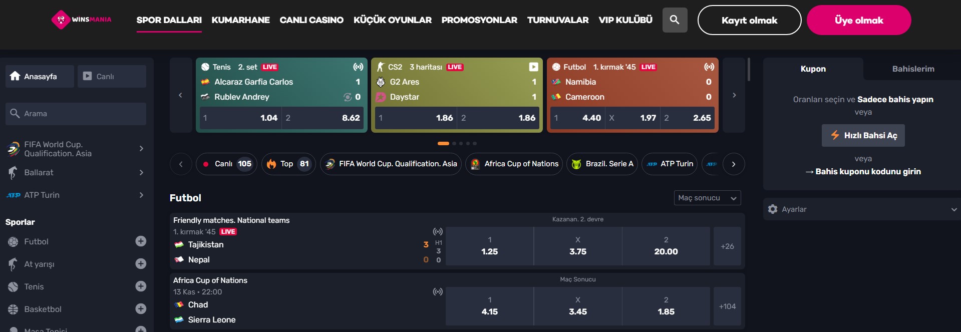 Winsmania Spor Bahisleri